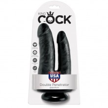 Анально-вагинальный реалистичный фаллоимитатор King Cock «Double Penetrator», цвет черный, PipeDream PD5512-23, из материала ПВХ, длина 20.9 см.