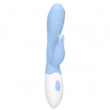 Женский вагинальный вибратор Love Line «Rabbit Juicy», цвет голубой, Shots Media SH-LOV017BLU, длина 19.5 см.