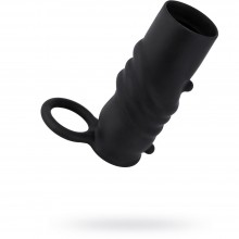 Силиконовая насадка с кольцом из коллекции Black & Red от компании ToyFa, цвет черный, 901322-5, длина 10 см.