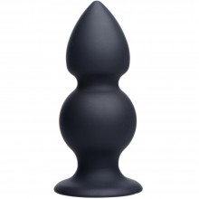 Утяжеленная анальная пробка с рельефной формой «Weighted Silicone Anal Plug», цвет черный, Tom of Finland TF1373, длина 14 см.