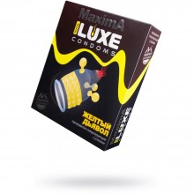 Презервативы из натурального латекса «Maxima - Желтый дьявол №1» с усиками, упаковка 1 шт, Luxe LXM001, длина 18 см.