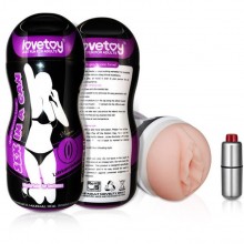 Мастурбатор с вибрацией «Sex In A Can Vibra Vagina Tunnel», цвет телесный, LoveToy 3600507-02, длина 16 см., со скидкой