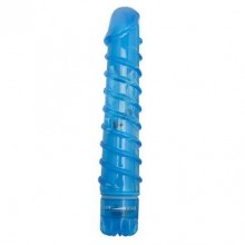 Ребристый вагинальный вибратор «Climax Gems Sapphire Swirl», цвет голубой, Topco Sales 1072266, из материала ПВХ, длина 14.5 см.