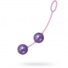 Вагинальные шарики в силиконовой оболочке «Weighted Kegel Balls», цвет фиолетовый, Gopaldas F0135P90P, длина 18.9 см., со скидкой