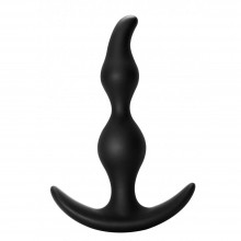 Силиконовая анальная пробка First Time «Bent Anal Plug Black» с основанием для ношения, цвет черный, Lola Toys 5002-03lola, длина 13 см.