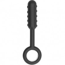 Анальный стимулятор SONO «No.61 Dildo With Metal Ring» с металлическим кольцом в основании, цвет черный, Shots Media SON061BLK, из материала Силикон, длина 18.2 см., со скидкой