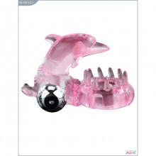 Виброкольцо на пенис cо стимулятором клитора «Love Dolphin Ring», цвет розовый, Baile 314684, из материала TPR, длина 4 см.