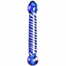 Стеклянный узорчатый фаллоимитатор, цвет синий, Джага-Джага 303574, из материала Стекло, длина 20.5 см.