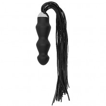 Многохвостая плетка с ручкой в форме фаллоса «Ouch», цвет черный, Shots Media INSSH-OU261BLK, длина 16 см., со скидкой