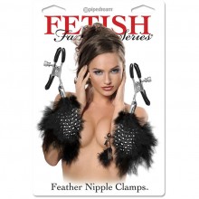 Украшение на соски «Feather Nipple Clamps», цвет черный, PipeDream PD3889-00, длина 17 см.