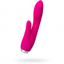 Силиконовый женский вибратор с клиторальным стимулятором «L'eroina», цвет розовый, ToyFa 561002, длина 18 см.