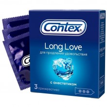 Презервативы «№ 3 Long Love» с анестетиком от компании Contex, длина 18 см.
