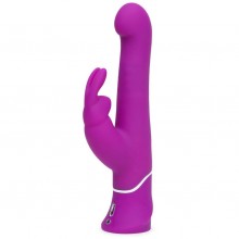 Силиконовый вибратор для женщин с клиторальным стимулятором для точки G «Beaded G-Spot», цвет фиолетовый, Happy Rabbit 71505, длина 13.3 см., со скидкой