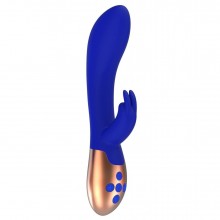 Женский вибратор-кролик «Elegance Heating Rabbit Vibrator Opulent» с функцией нагрева, цвет синий, Shots Media ELE003BLU, из материала Силикон, длина 20.3 см., со скидкой