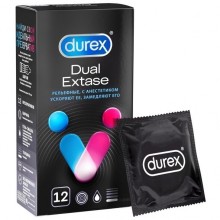 Презервативы Durex «N12 Dual Extase» рельефные с анестетиком, 12 шт., длина 19.5 см., со скидкой