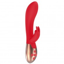 Премиум вибратор для женщин Elegance «Heating Rabbit Vibrator Opulent» с функцией нагрева и клиторальной стимуляцией, цвет красный, Shots Media SH-ELE003RED, из материала Силикон, длина 20 см., со скидкой