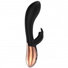 Вибратор с функцией нагрева и стимулятором клитора «Heating Rabbit Vibrator Opulent Black», цвет черный, SH-ELE003BLK, бренд Shots Media, длина 20 см., со скидкой