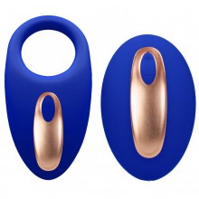 Силиконовое эрекционное виброкольцо Elegance «Poise Blue» с дистанционным пультом, цвет синий, Shots Media SH-ELE018BLU, длина 9 см.