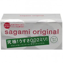 Японские тонкие полиуретановые презервативы «№12 Original 0,02», упаковка 12 шт, Sagami INSSag391, длина 19 см.