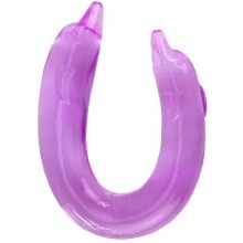Фиолетовый двойной фаллоимитатор «Dolphin», длина 30.5 см, диаметр 3.5 см, Baile BI-040002-0603, из материала TPR, длина 30.5 см.