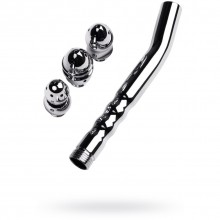 Анальный душ с тремя насадками из коллекции ToyFa Metal, цвет серебристый, 717128, из материала металл, длина 17 см.