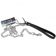BDSM поводок с кожаной ручкой ZADO «Leather Leash», цвет черный, Orion 2060035 1000, 2 м.