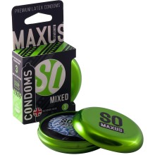 Набор разнообразных латексных презервативов «Mixed №3» в железном кейсе, упаковка 3 шт, Maxus 0901-007, цвет Прозрачный, 3 мл.
