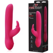 Вибратор с кроликом и стимуляцией точки-G «Rechargeable USB Rabbit Vibrator», цвет розовый, Erotic Fantasy HT-R8, бренд EroticFantasy, из материала Силикон, длина 21 см., со скидкой