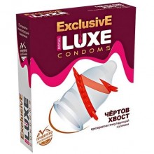 Стимулирующие латексные презервативы «Exclusive Чертов Хвост» с усиками, упаковка 1 шт, Luxe LE017, длина 18 см.
