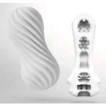 Рельефный ручной мастурбатор премиум класса «Flex Silky White», цвет белый, Tenga FLX-001, длина 17.6 см.