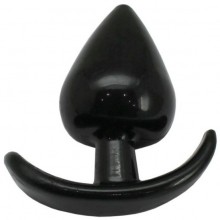 Широкая конусовидная анальная пробка с основанием для ношения, цвет черный, 65х32 мм, бренд Eroticon, из материала TPR, длина 6.5 см.