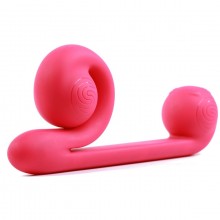 Двойной силиконовый женский вибратор «Snail Vibe», цвет розовый, Snail SnailV, длина 24 см.
