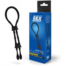 Плотное лассо-утяжка на пенис, цвет черный, Sex Expert sem-55155