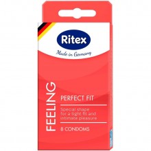 Латексные презервативы «Perfect fit № 8» анатомической формы с накопителем, упаковка 8 шт, Ritex, длина 18.5 см.