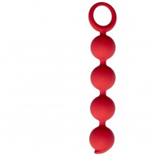 Анальная цепочка «Appulse» из силикона с кольцом, цвет красный, Le Frivole Costumes 05509, длина 15 см.