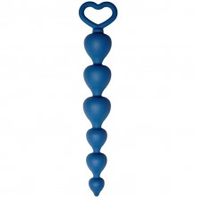 Анальная цепочка «Heart Ray» из силикона с кольцом, цвет синий, Le Frivole Costumes 05512, длина 17.5 см.