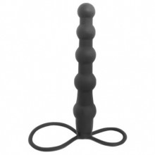 Анальная цепочка-насадка «Mojo Bumpy» с эластичными кольцами, для двойного проникновения, F0112B1MPGAC, бренд Gopaldas, цвет Черный, длина 12.5 см.