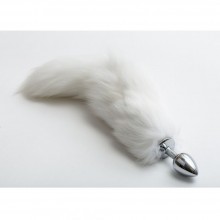 Анальная пробка из металла с хвостом «Снежный Барс», Luxurious Tail 47150, цвет белый, длина 6 см.