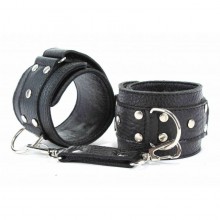 Черные кожаные наручники, БДСМ Арсенал 51001ars, длина 15.5 см., со скидкой