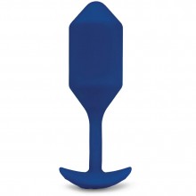 Силиконовая анальная пробка для ношения с вибрацией «Vibrating Snug Plug 4», цвет синий, B-Vibe BV-015-NAV, коллекция Dr. Z Collection, длина 19 см.