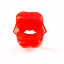 Эрекционное кольцо с вибрацией в виде губ от компании Brazzers, цвет красный, BRC014, из материала TPE, длина 4 см.