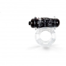 Эрекционное кольцо c вибропулей от компании Brazzers, цвет прозрачный, BRC025, из материала TPE, длина 5.5 см.