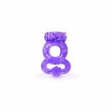 Двойное эрекционное кольцо с вибрацией от компании Brazzers, цвет фиолетовый, BRRE009, длина 6.5 см.