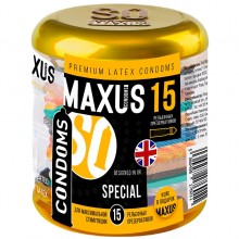 Набор презервативов с уникальным дизайном Maxus «Special» в стильном металлическом кейсе, 15 штук, 6011mx, из материала Латекс, длина 18 см., со скидкой