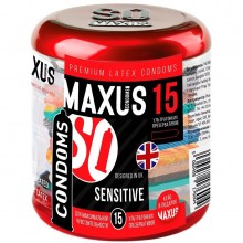 Ультратонкие презервативы в металлическом кейсе MAXUS Sensitive, 15 шт, 6004mx, цвет Прозрачный, длина 18 см.