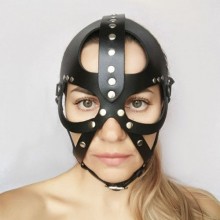 Кожаная черная маска-шлем Sitabella Лектор, 6054-1, One Size (Р 42-48)