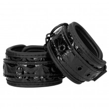 Наручники с цепочкой «Luxury Hand Cuffs», черные, Shots Media OU341BLK, из материала Винил, длина 36 см., со скидкой