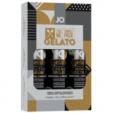 Подарочный набор вкусовых лубрикантов «Tri-Me Triple Pack Gelato», упаковка из 3 штук по 30 мл, Jo JO10059, бренд System JO, 90 мл.