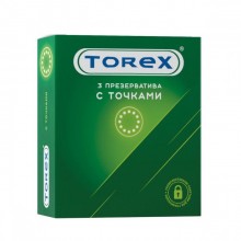 Латексные презервативы со стимулирующими точками Torex, упаковка 3 шт, 2300, длина 18 см.