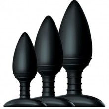 Набор из 3 силиконовых анальных втулок разного размера «Butt Plug Trio» от компании Nexus, цвет черный, BPT001, длина 13 см.